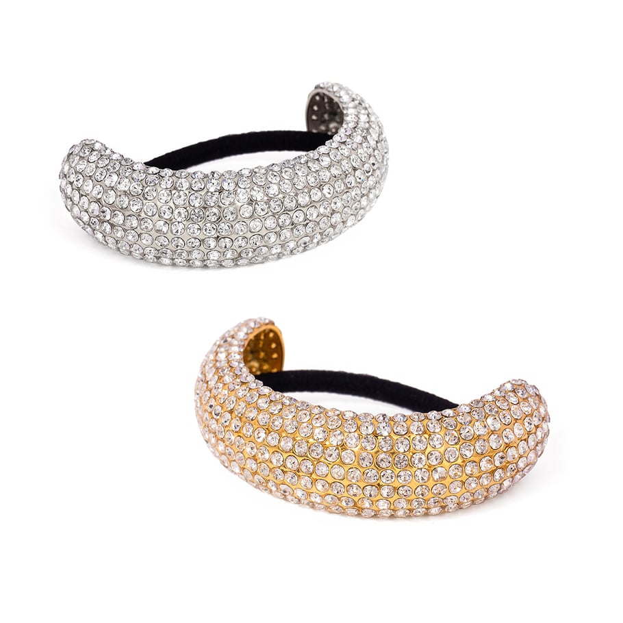 1 Paar Luxuriöse Serie Einfache geometrische Edelstahl 18K vergoldet Strass Damen Haarbänder Bild6