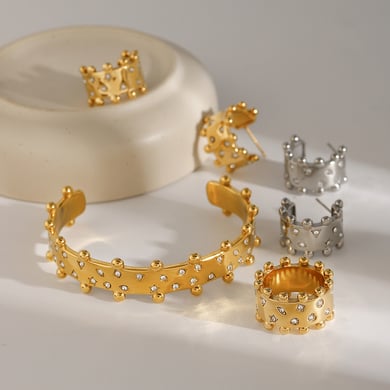 1 brazalete de acero inoxidable dorado con pentagrama retro de lujo para mujer. h5 Imagen5