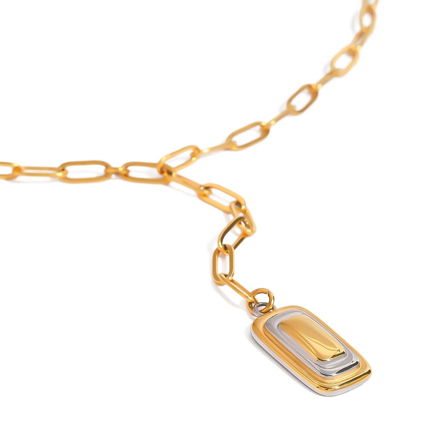 1 Piece Simple Series Modern Style Quadrilateral Stainless Steel Gold and Silver Color Women's Pendant Necklaces Picture6