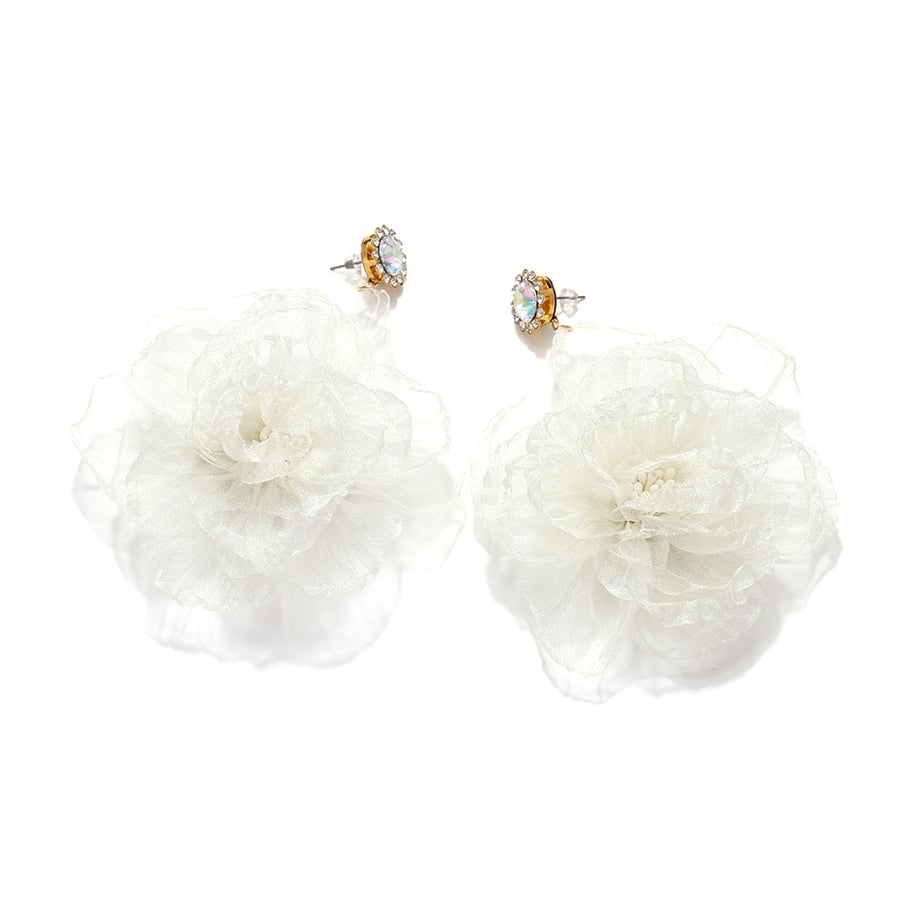 1 Pair Romantic Mesh Flower Earrings Picture4