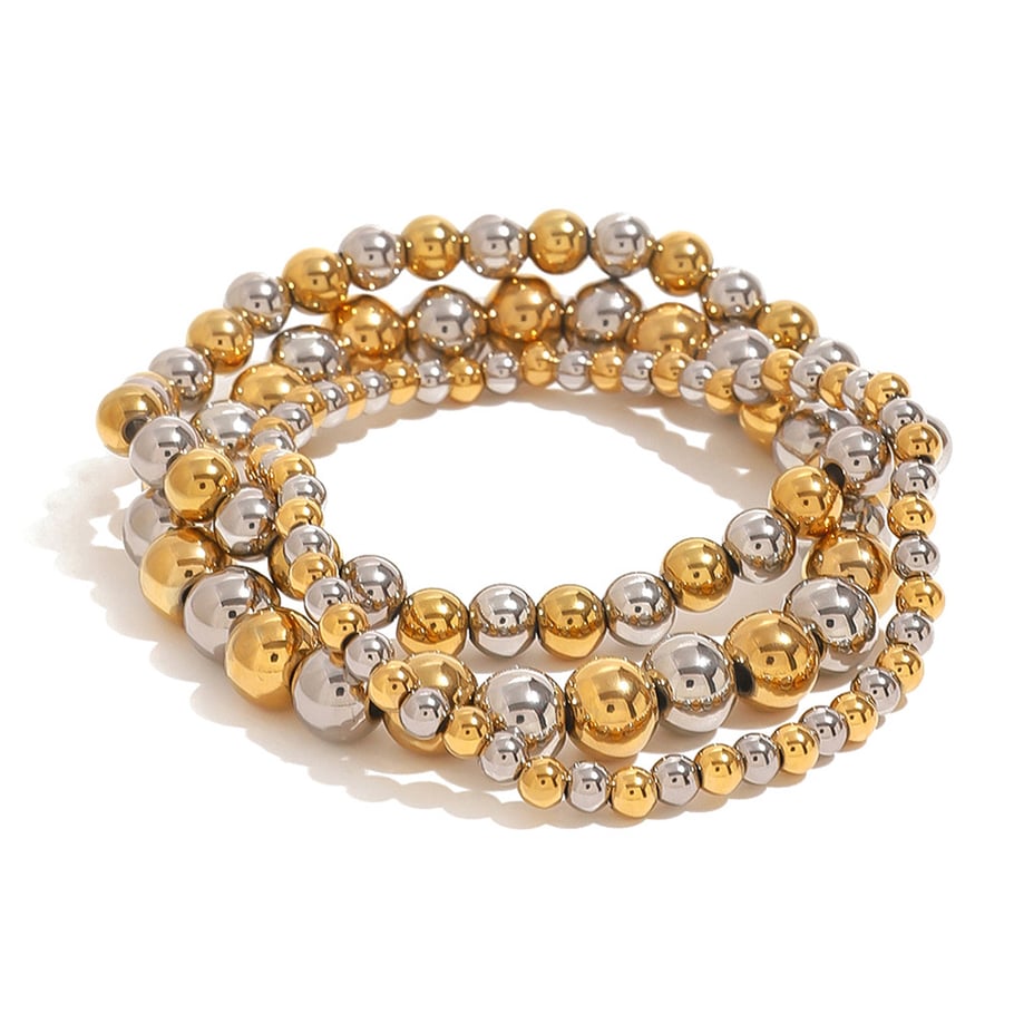 1 Piece Simple Series Casual Beads Stainless Steel 18K Gold Plated Women Beaded Bracelets Picture6