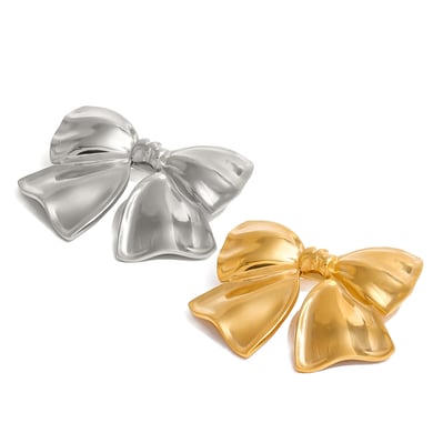 1 Paar Simple Series Klassische Schleifenknoten Edelstahl 18 Karat vergoldet Damen Broschen h5 Bild5