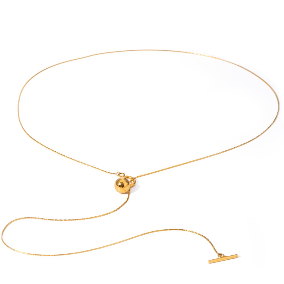 1 Piece Simple Niche Style Ball Shape Stainless Steel 18K Gold Plated Women's Pendant Necklace Picture5
