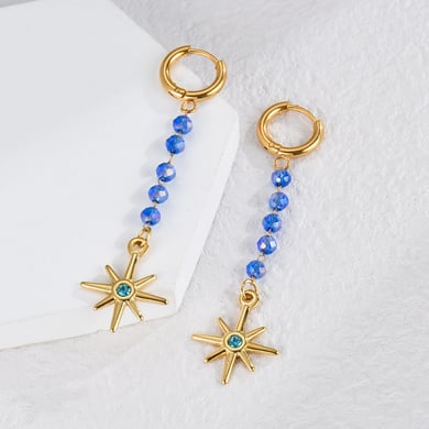 1 Pair Classic Series Lovely Animal Colorful Beads Gold Color Stainless Steel Women's Drop Earrings h5 Picture3