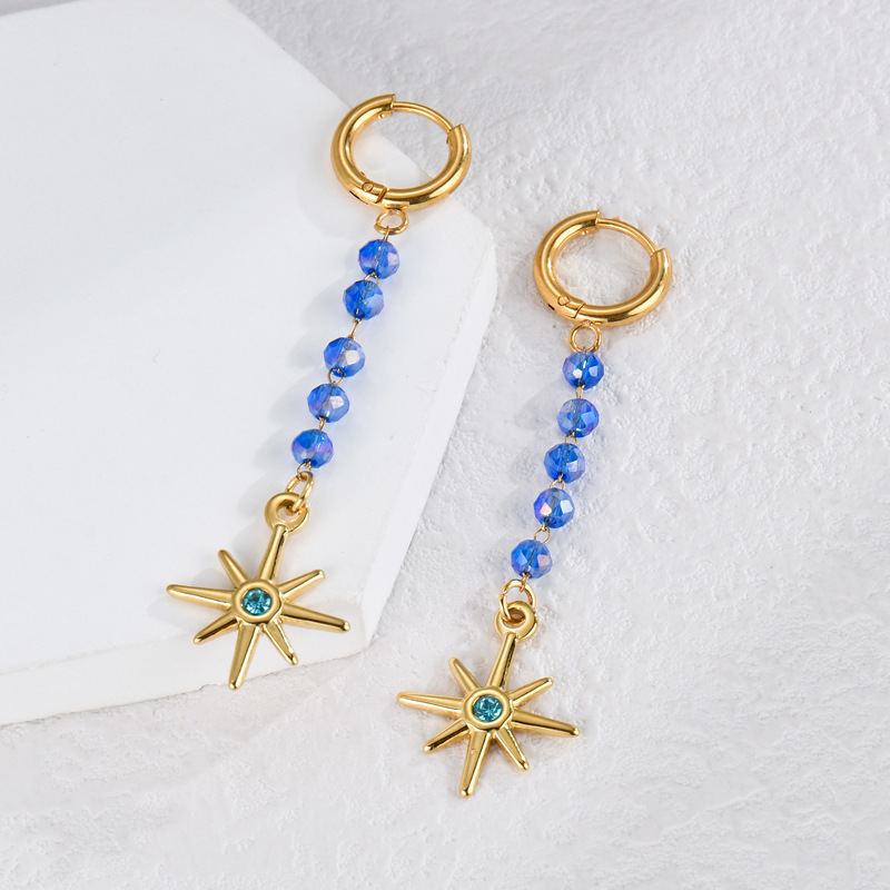1 Pair Classic Series Lovely Animal Colorful Beads Gold Color Stainless Steel Women's Drop Earrings Picture3