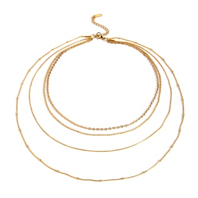 1 Stück Klassische Serie Elegante geometrische Edelstahl 18K vergoldet Damen Layered Halsketten h5 Bild6