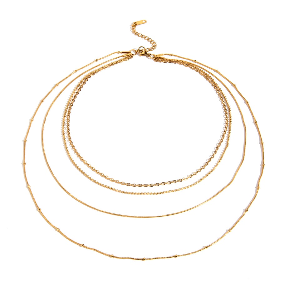 1 Stück Klassische Serie Elegante geometrische Edelstahl 18K vergoldet Damen Layered Halsketten Bild6