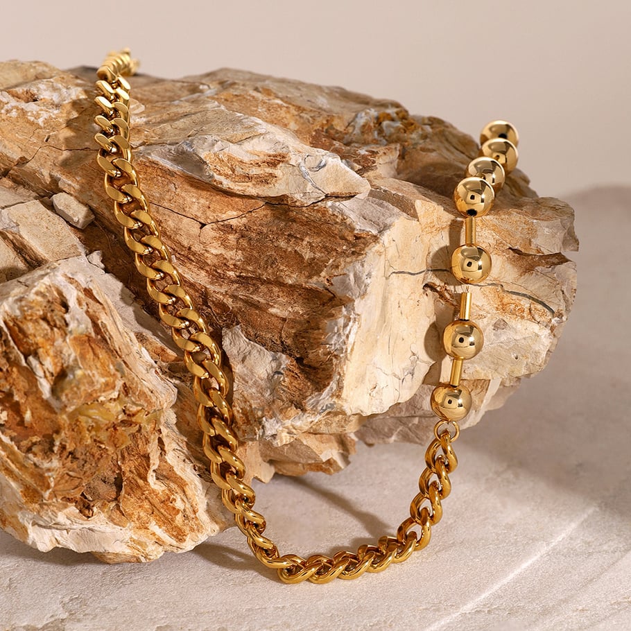 1 Stück Simple Series Ins Style Perlen Edelstahl 18 Karat vergoldet Damen Anhänger Halsketten Bild5