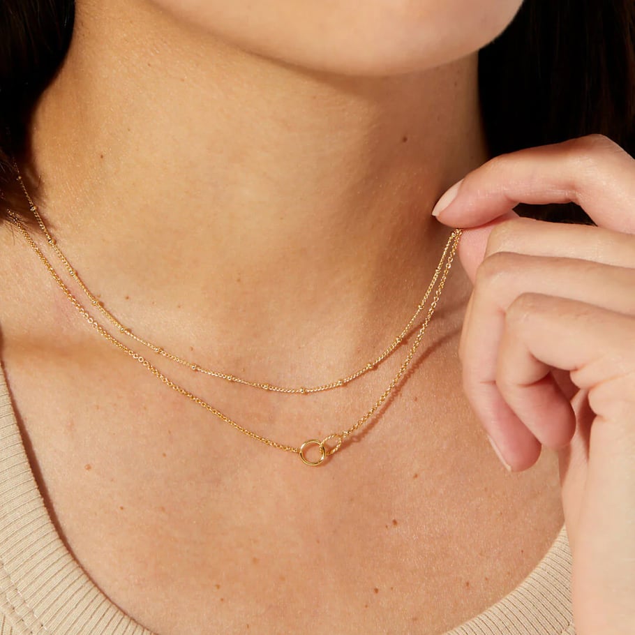 1 Stück Simple Series Einfache ringförmige Edelstahl 18 Karat vergoldete Damen-Mehrfachketten Bild5