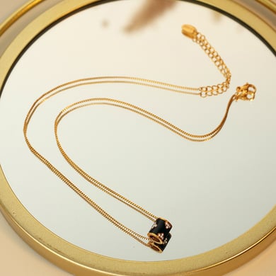 1 Piece Classic Series Retro Flower Stainless Steel 18K Gold Plated Rhinestone Women Pendant Necklaces h5 Picture4