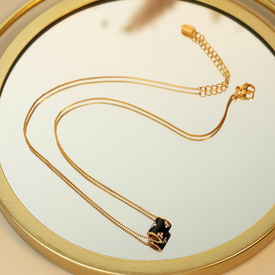 1 Piece Classic Series Retro Flower Stainless Steel 18K Gold Plated Rhinestone Women Pendant Necklaces Picture4