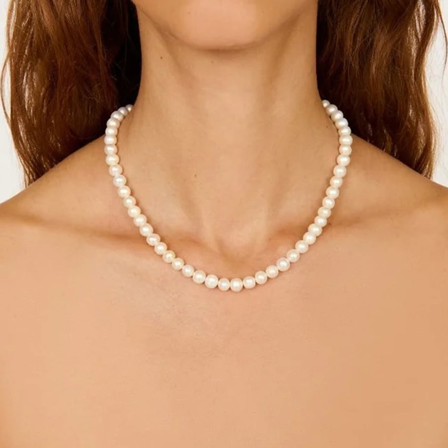 1 Stück Klassische Serie Elegante Perlen Edelstahl 18K vergoldet Frauen Perlen Halsketten Bild4