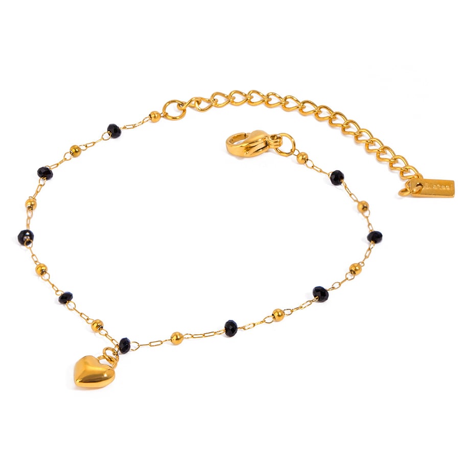 1 Piece Simple Series Sweet Heart Stainless Steel 18K Gold Plated Crystal Women Charm Bracelets Picture5