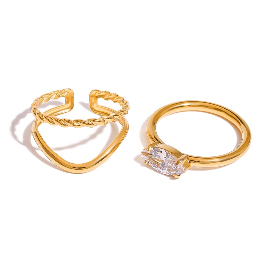 1 Piece Luxurious Series Ins Style Oval Stainless Steel   Gold Color  Women's Ring Sets Picture15