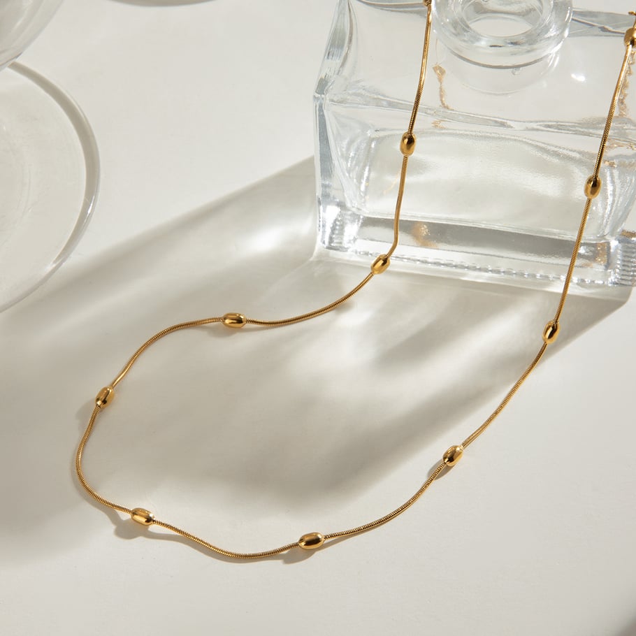 1 Stück Simple Series Einfache geometrische Edelstahl 18 Karat vergoldete Damen-Kettenhalsketten Bild3