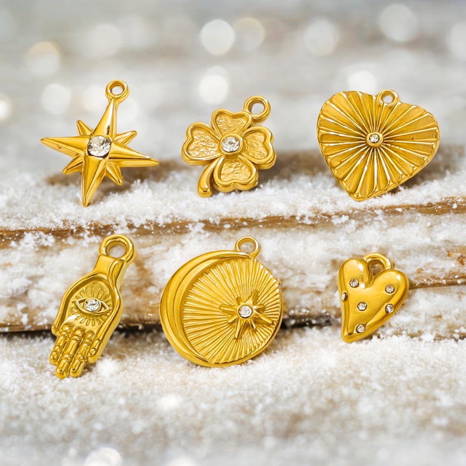 1 Paar Simple Series Klassische Herz Edelstahl 18K vergoldet Strass Damen Anhänger Bild3