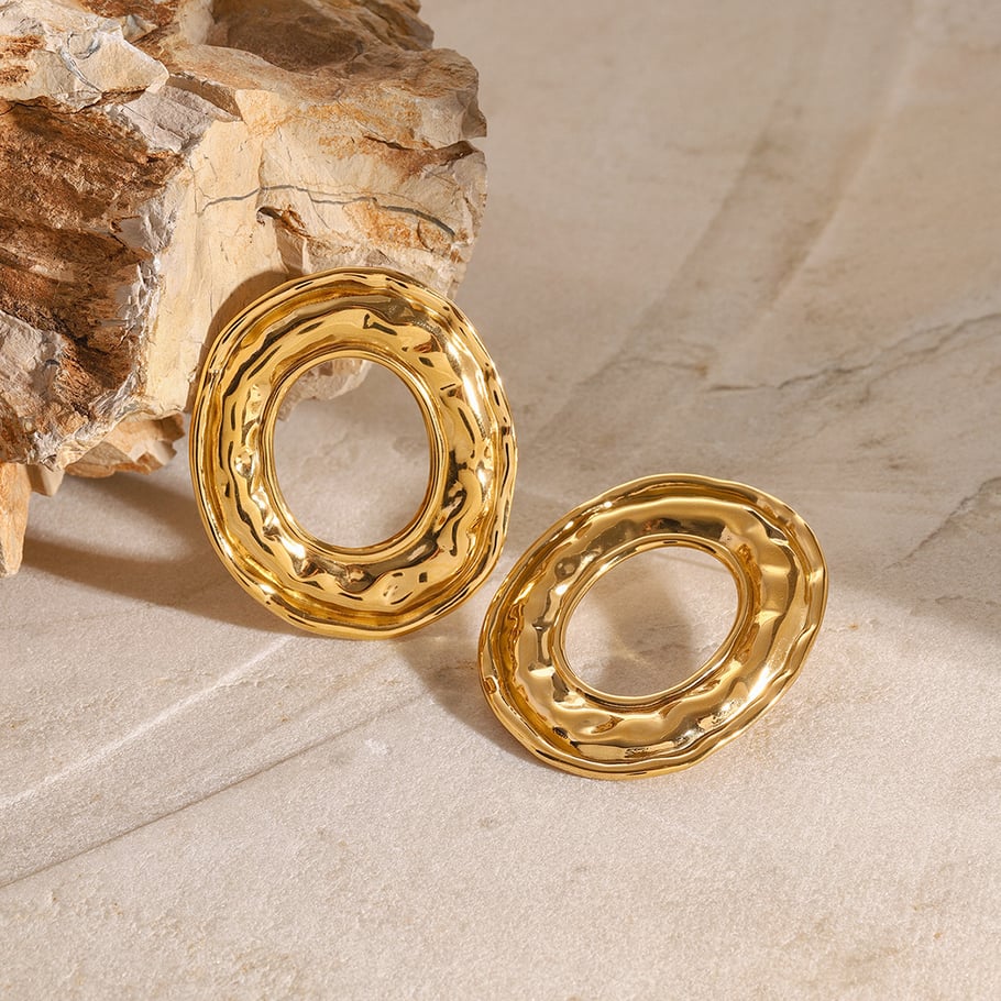 1 Pair Simple Series Simple Geometric Stainless Steel 18K Gold Plated Women Stud Earrings Picture4