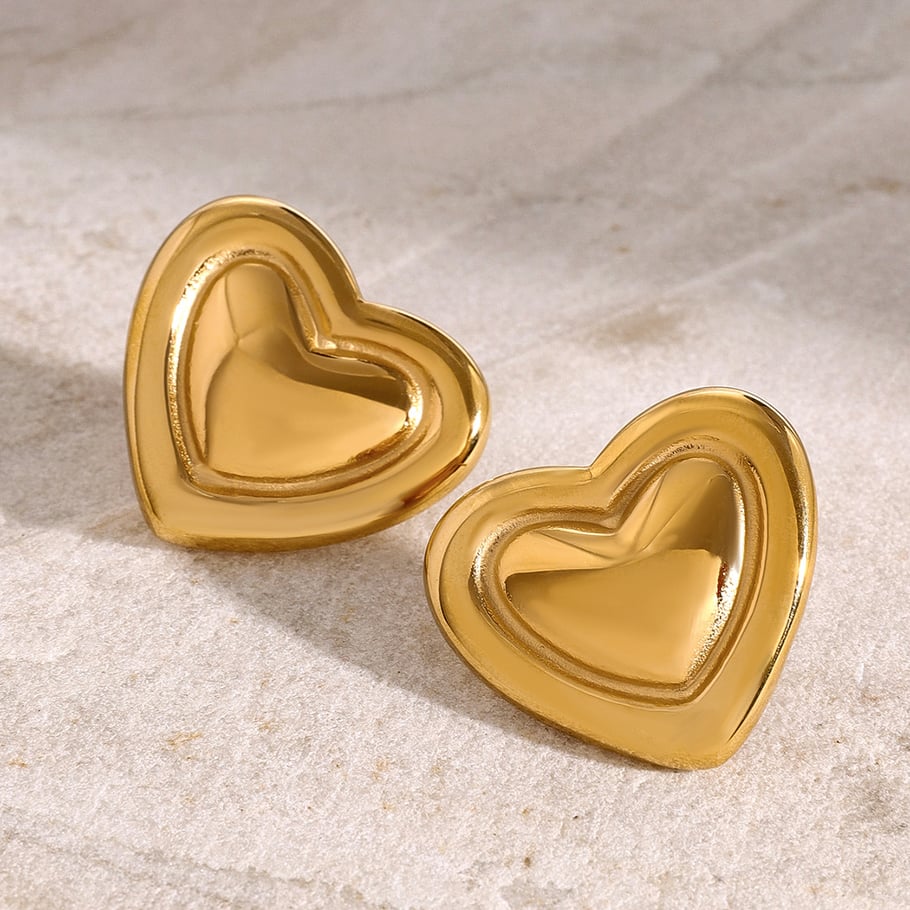 1 Paar Simple Series Retro Herz Edelstahl 18 Karat vergoldet Damen Ohrstecker Bild5