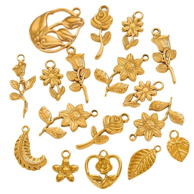 1 par de colgantes de acero inoxidable chapados en oro de 18 quilates con diseño de flores románticas para mujer h5 Imagen6