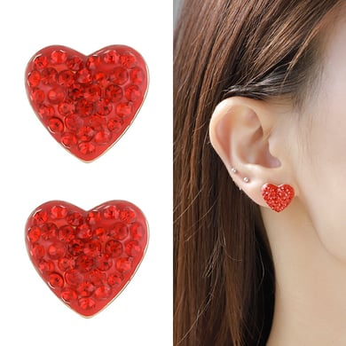 1 Piece Luxurious Series Retro Exquisite Red Heart Shape Copper Women's Pendant Necklaces h5 Picture4