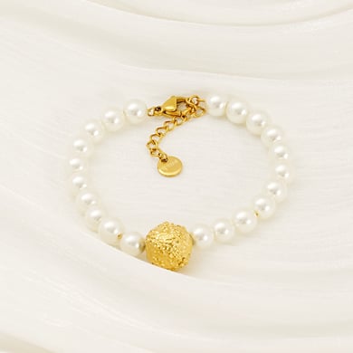 1 Piece Simple Series Stainless Steel   Gold Color Plated Women's Beaded Bracelets h5 Picture5