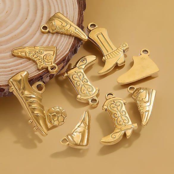 1 Piece Simple Series Chic Boots Stainless Steel Gold Color Unisex Pendants