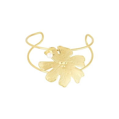 1 Piece Romantic Series Natural Irregular Flower Shape Stainless Steel Gold Color Women's Bangles h5 Picture5