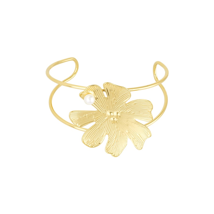 1 Piece Romantic Series Natural Irregular Flower Shape Stainless Steel Gold Color Women's Bangles Picture5