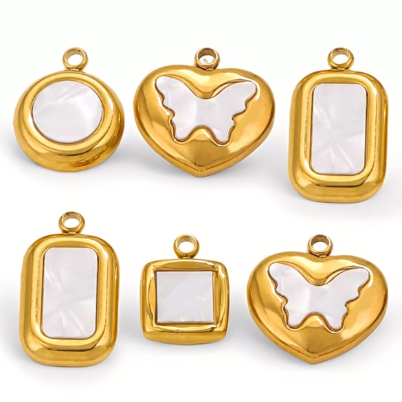 1 paire de pendentifs rétro en forme de cœur pour femme, série Simple, plaqués or 18 carats 2