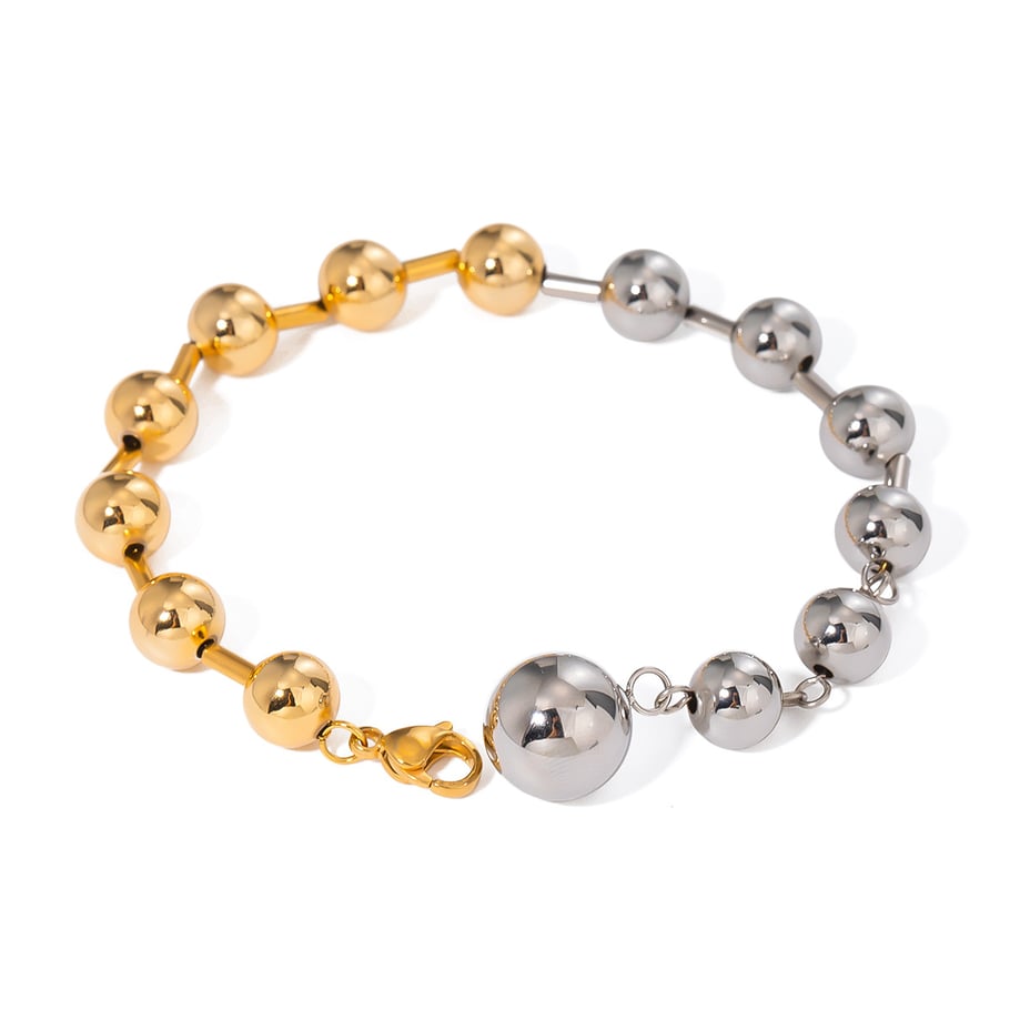 1 Piece Simple Series Simple Geometric Stainless Steel 18K Gold Plated Women Beaded Bracelets Picture5
