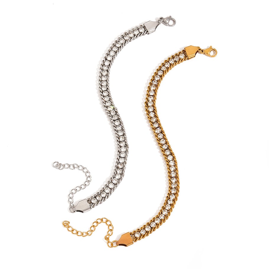 1 Stück Romantische Serie Elegante geometrische 18 Karat vergoldete Kettenarmbänder Bild5