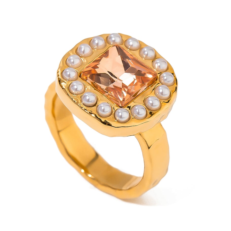 1 Paar Luxuriöse Serie Retro Geometrische Künstliche Perlen 18K Vergoldet Strass Frauen Einzelner Ring Bild6