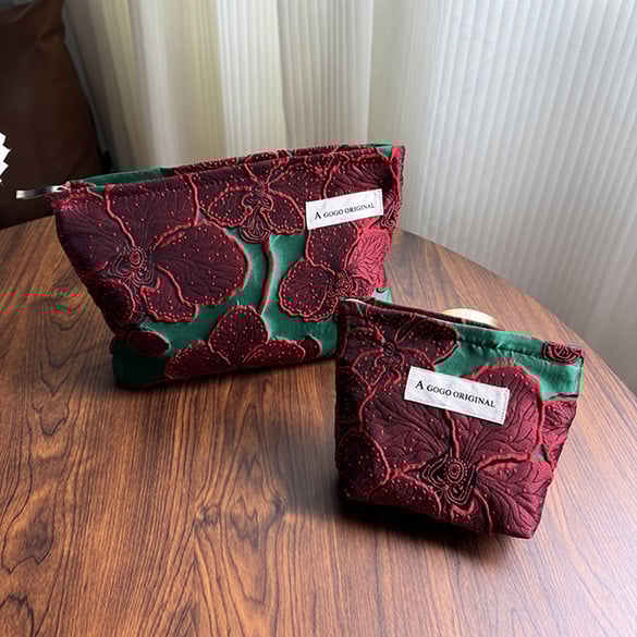 Sac à main en polyester pour femme, série luxueuse, motif floral rétro, 1 pièce
