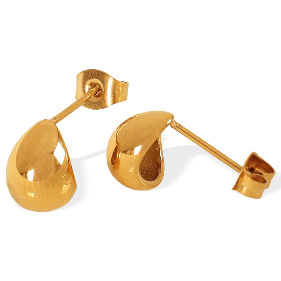 1 Pair Simple Series Classic Droplet Stainless Steel 18K Gold Plated Women Stud Earrings Picture7