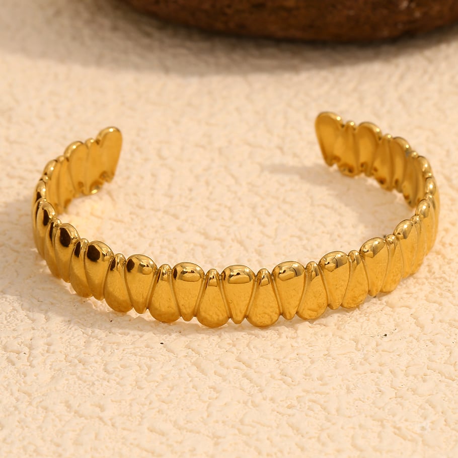 1 Stück Simple Series Klassischer Tropfen-Edelstahl Goldfarbene Damenarmreifen Bild12