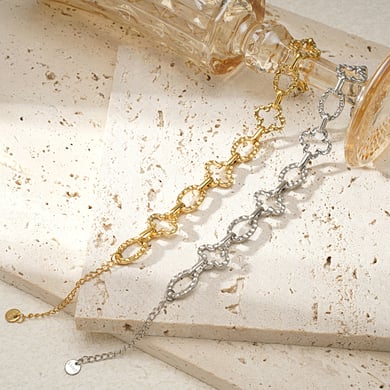 1 Piece Simple Series Casual Patchwork Titanium Steel   Gold Color  Women's Chain Bracelets h5 Picture5