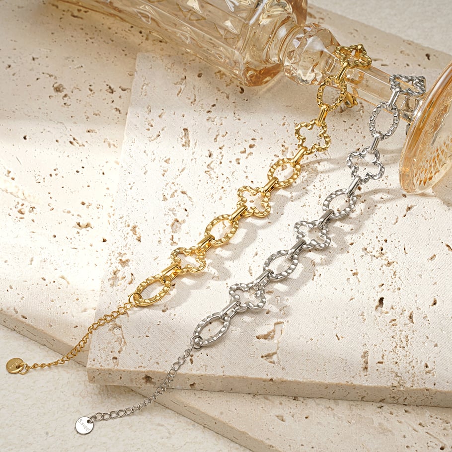 1 Piece Simple Series Casual Patchwork Titanium Steel   Gold Color  Women's Chain Bracelets Picture5