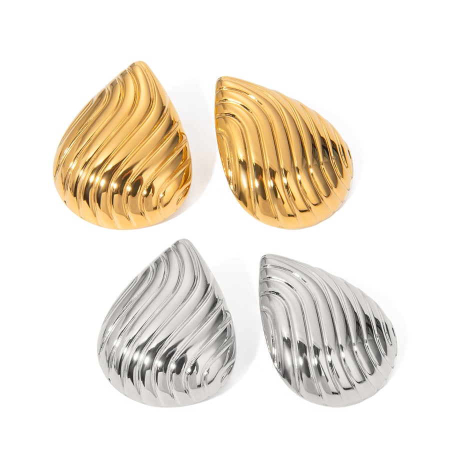 1 Pair Simple Series Simple Droplet Stainless Steel 18K Gold Plated Women Stud Earrings Picture5