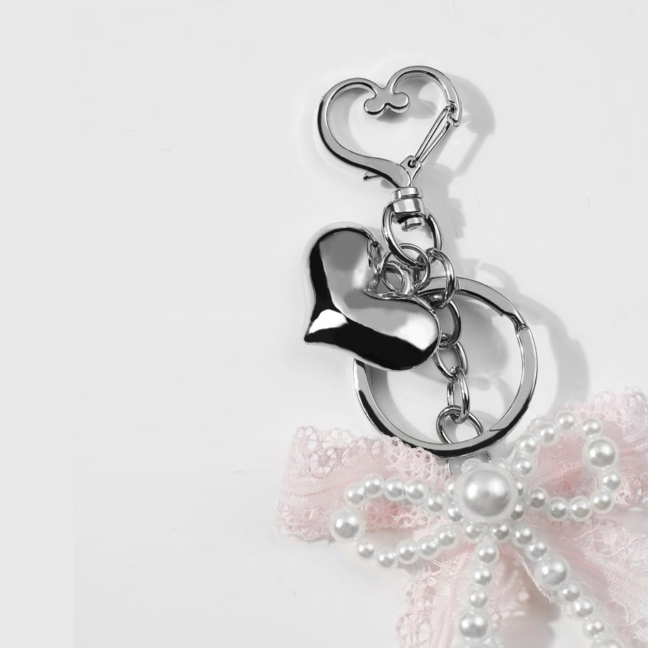 1 Piece Cute White Plush Bunny Beaded Bow Heart Bag Charms Picture10