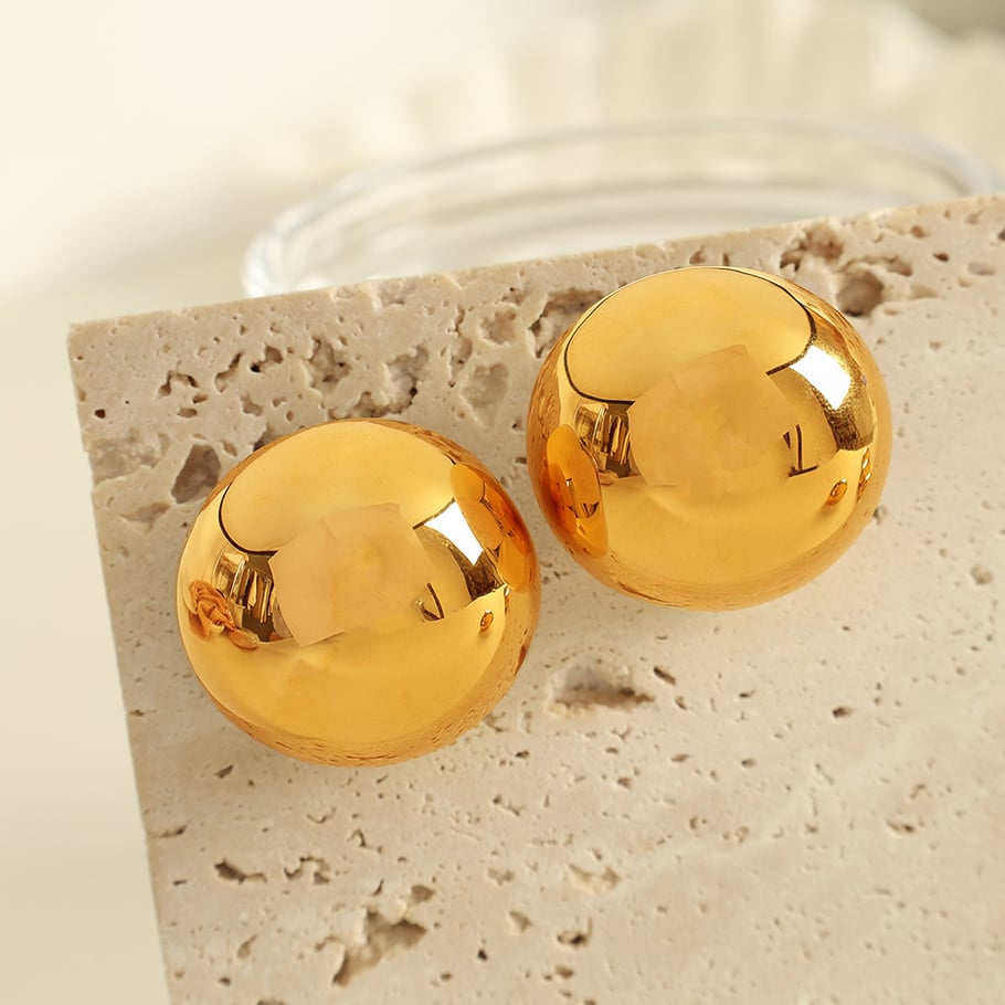 1 Pair Simple Series Simple Solid Color Stainless Steel 18K Gold Plated Women Stud Earrings Picture3