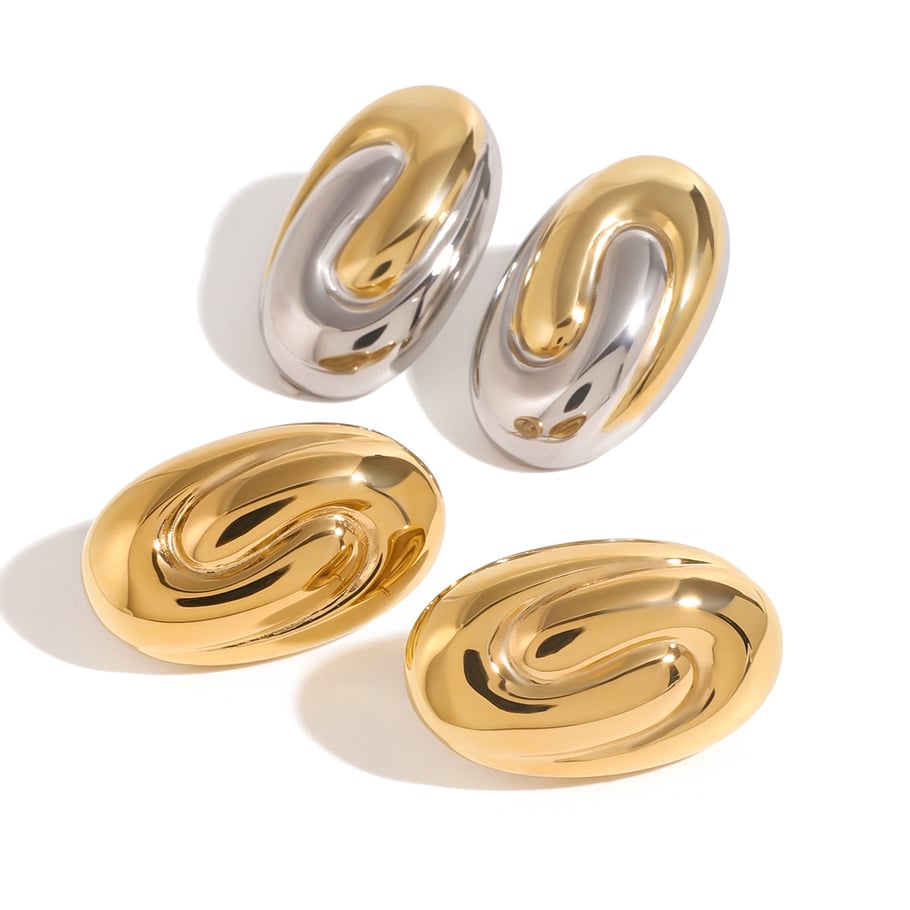 1 Pair Simple Series Simple Geometric Stainless Steel 18K Gold Plated Women Stud Earrings Picture5