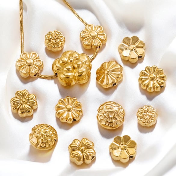 1 Pair Retro Flower 18K Gold Plated Women Pendants 2