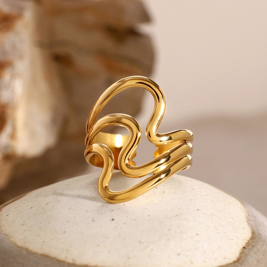 1 Pair Simple Style Geometric Stainless Steel 18K Gold Plated Women's Single Ring Picture5