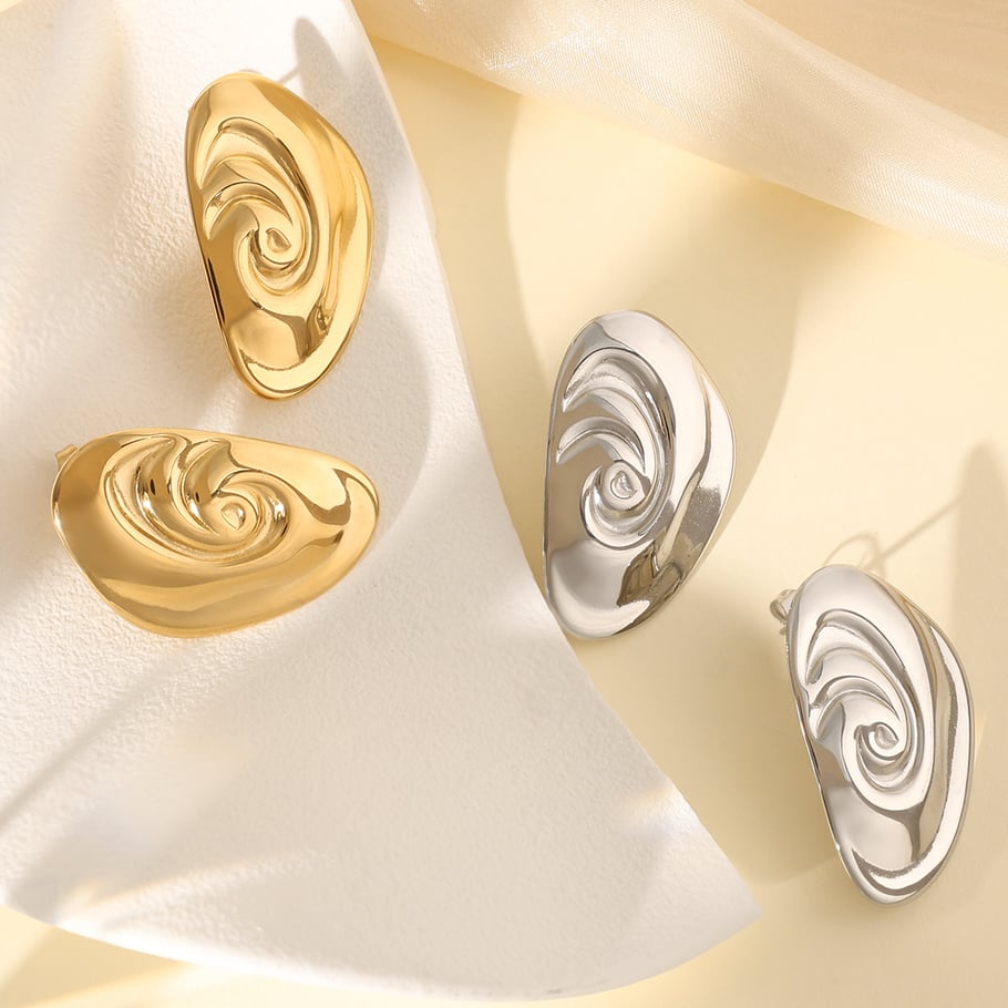1 Paar Ohrstecker aus natürlicher geometrischer Titanstahl in Goldfarbe für Damen Bild3