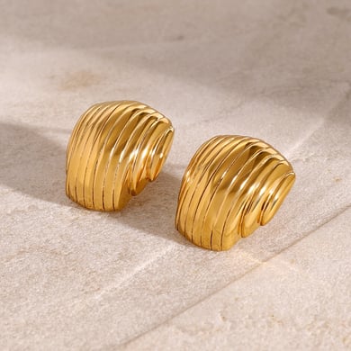 1 Paar Simple Series Ins Style Streifen Edelstahl 18 Karat vergoldet Damen Ohrstecker h5 Bild5