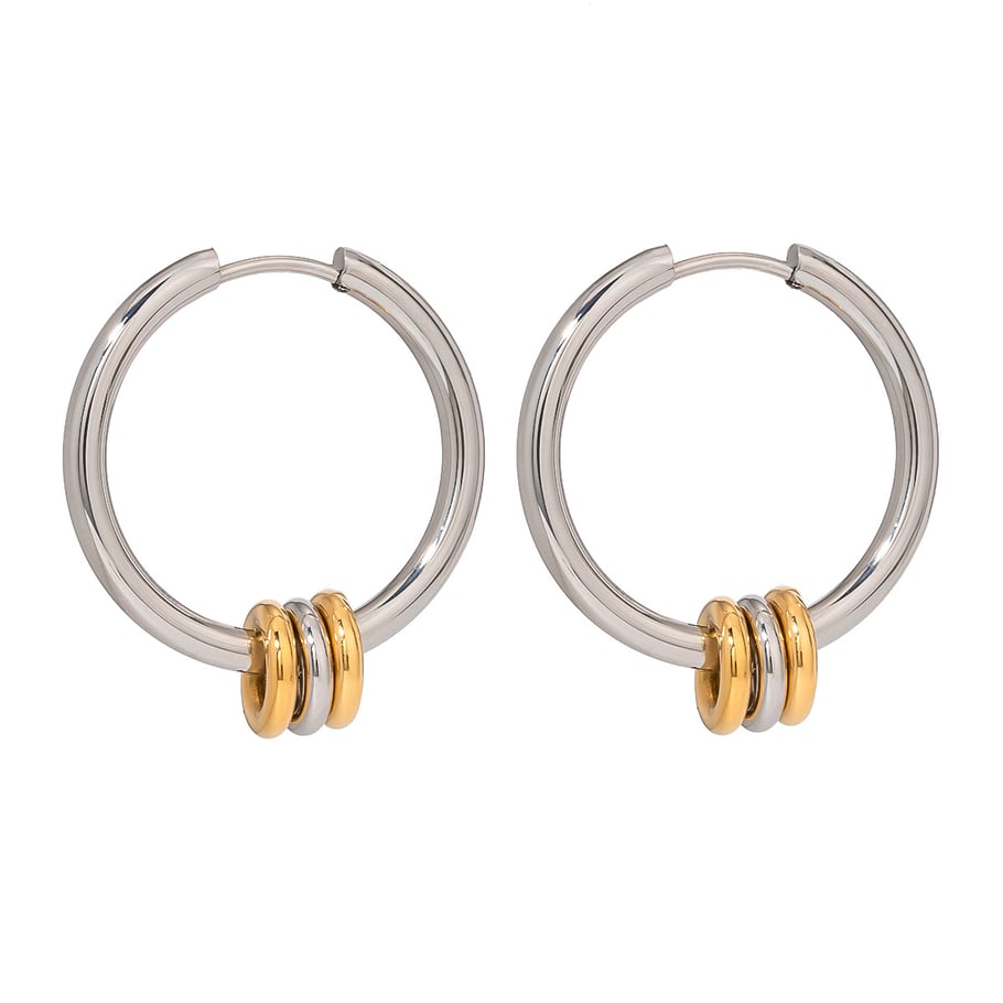 1 Pair Simple Series ins style Geometric Stainless Steel 18K Gold Plated Women Hoop Earrings Picture6