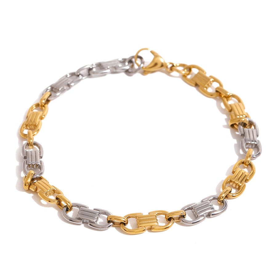 1 Piece Simple Series Casual Geometric Stainless Steel 18K Gold Plated Women Chain Bracelets Picture6