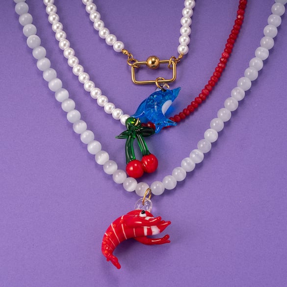 Collana con perline da donna in acciaio inossidabile color oro, 1 pezzo, serie lussuosa, a forma di tartaruga per le vacanze
