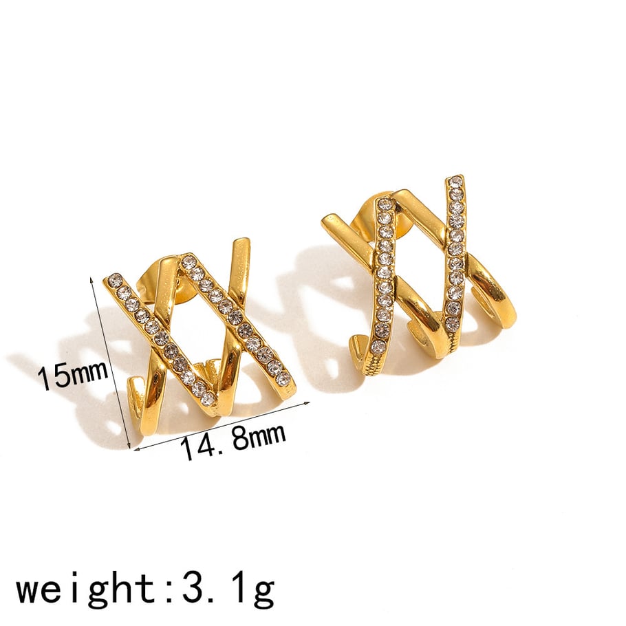1 Paar leichte, geometrische Ohrstecker aus Edelstahl im Luxus-Stil, 18 Karat vergoldet Bild5