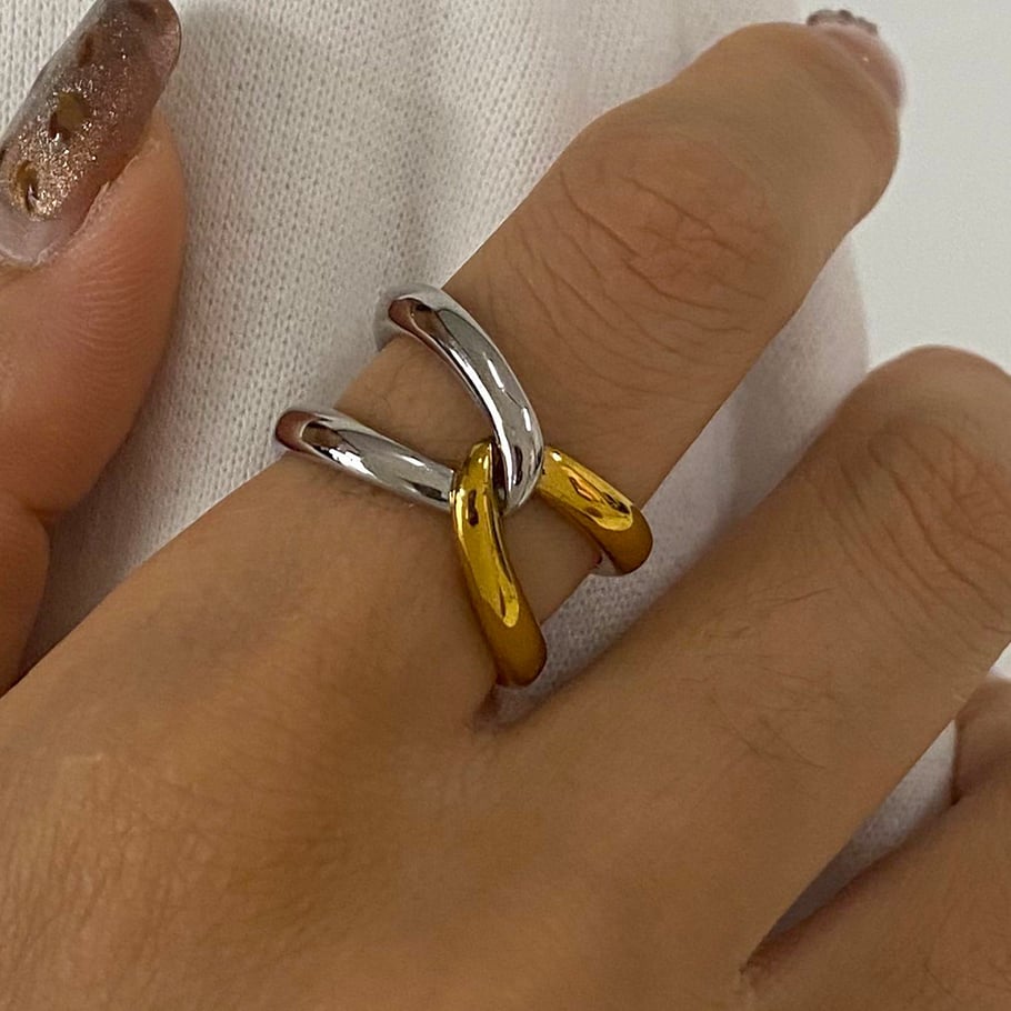 1 Stück Simple Series Europa und Amerika Twist Edelstahl Gold Farbe Damen Einzelringe Bild6